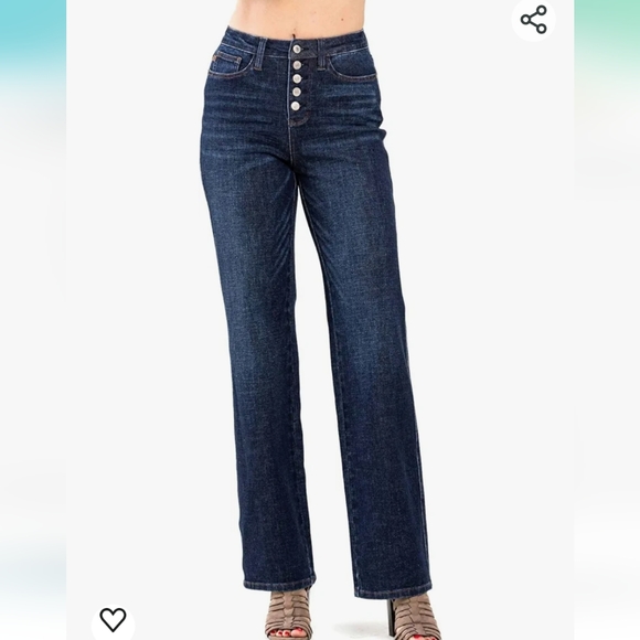 Judy Blue High Rise 5-Button Fly Straight Jeans - Picture 6 of 10